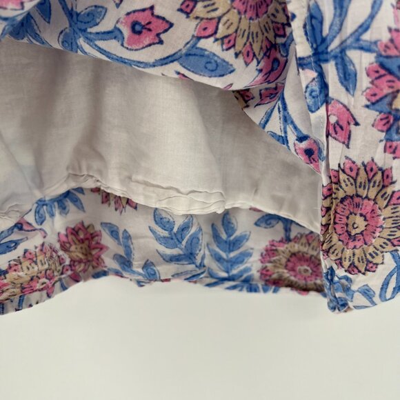 J Crew Ruffle V-Neck‎ Top Size S Floral Vine Block Print Tank Cotton Lined AN768 - Picture 6 of 12